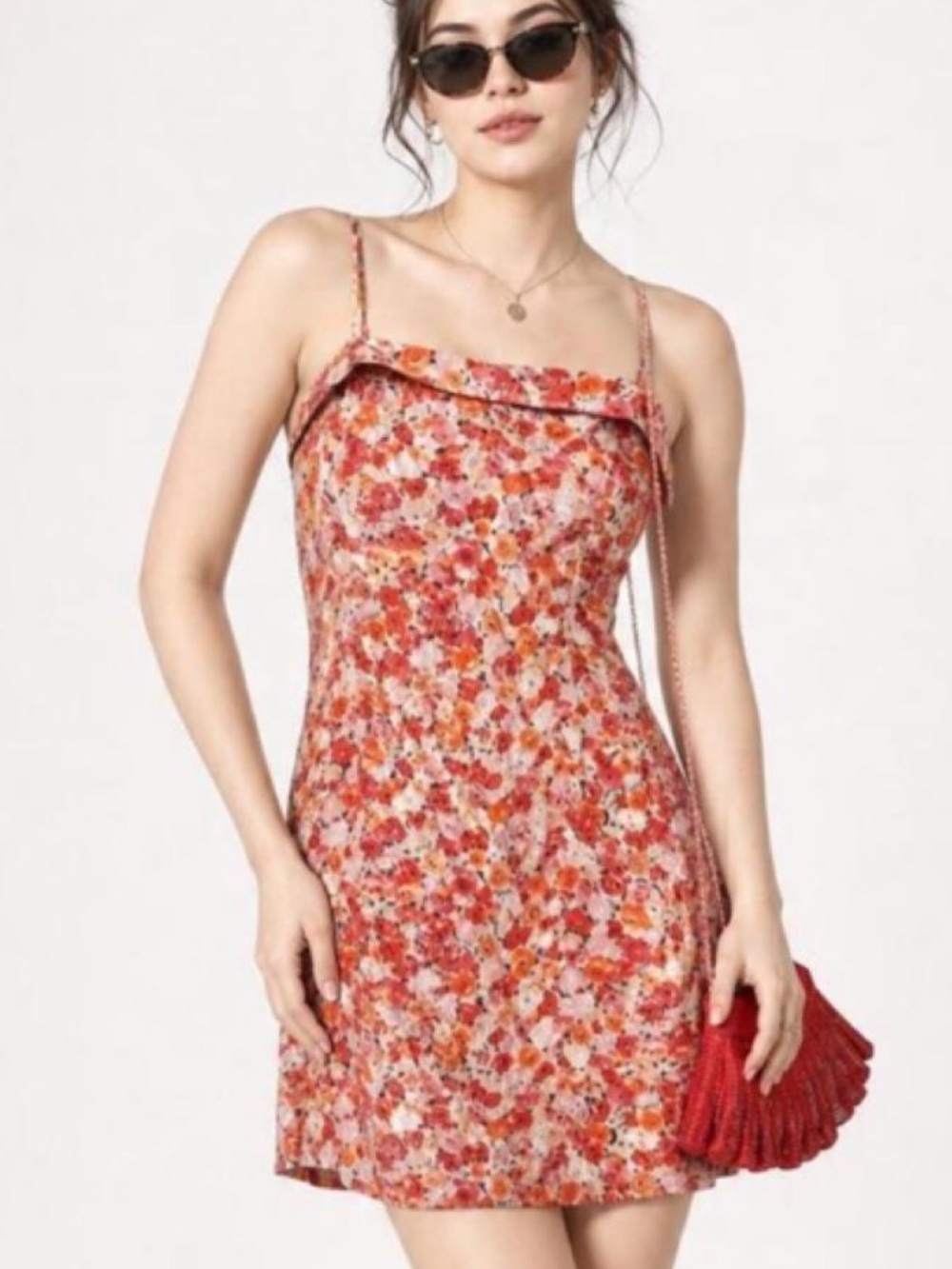 Ann Taylor Pink and Orange Floral Silk Slip Dress